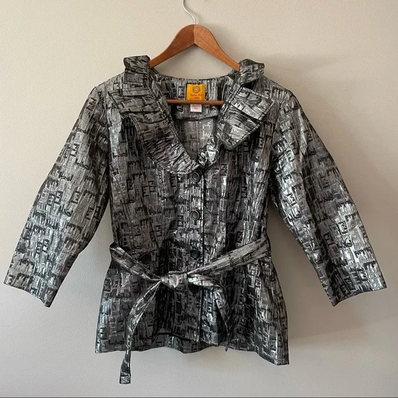 Ruby Rd Metallic Ruffle Collar Jacket - Picture 1 of 10